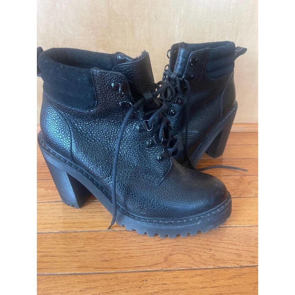 Dr Martens Persephone Black Leather Heeled Boots Shoes sz 9 (BOT1500